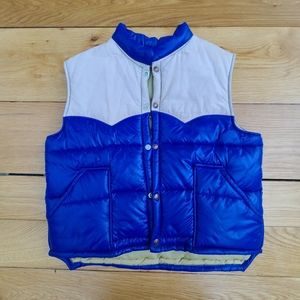 Vintage Swingster Blue Tan Puffer Vest Men's L